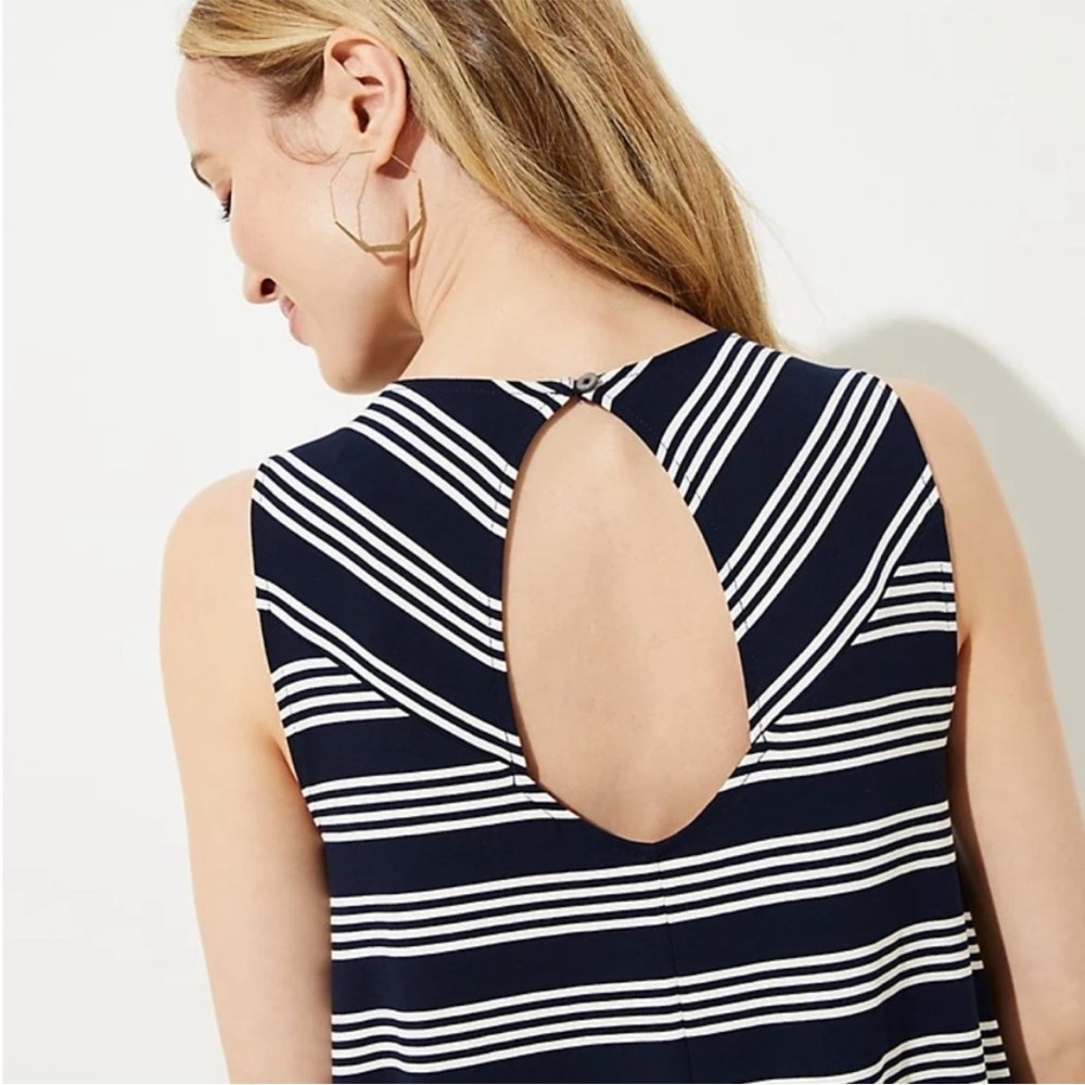 LOFT Navy and White Striped Sleeveless Dress Size M - Picture 4 of 8